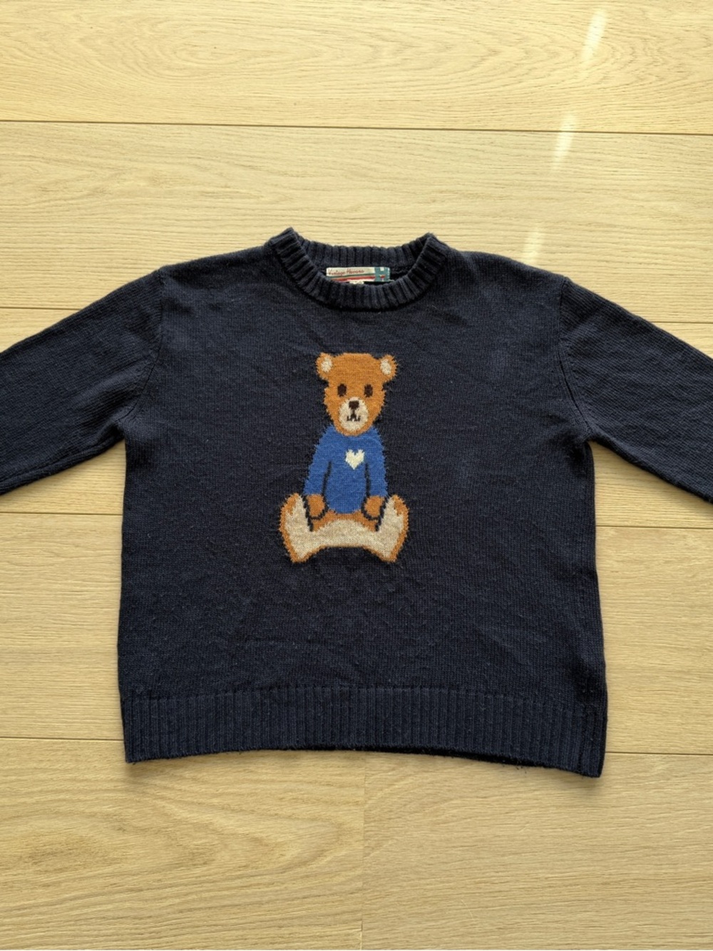 Vintage Havana Navy Kids Sweater with Bear Motif